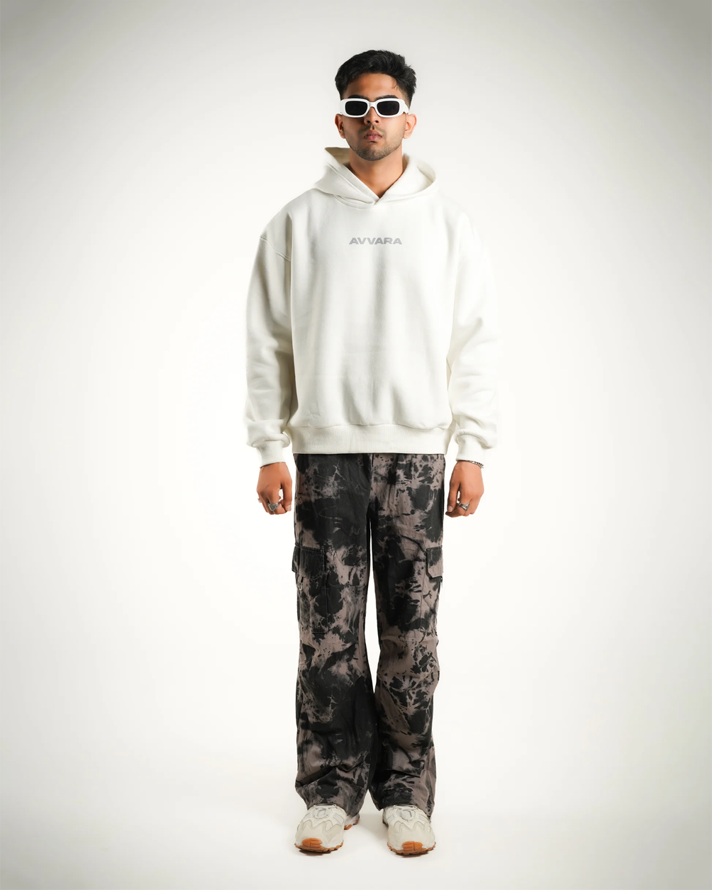 AVVARA Essential Hoodie - Arctic White (Front View)