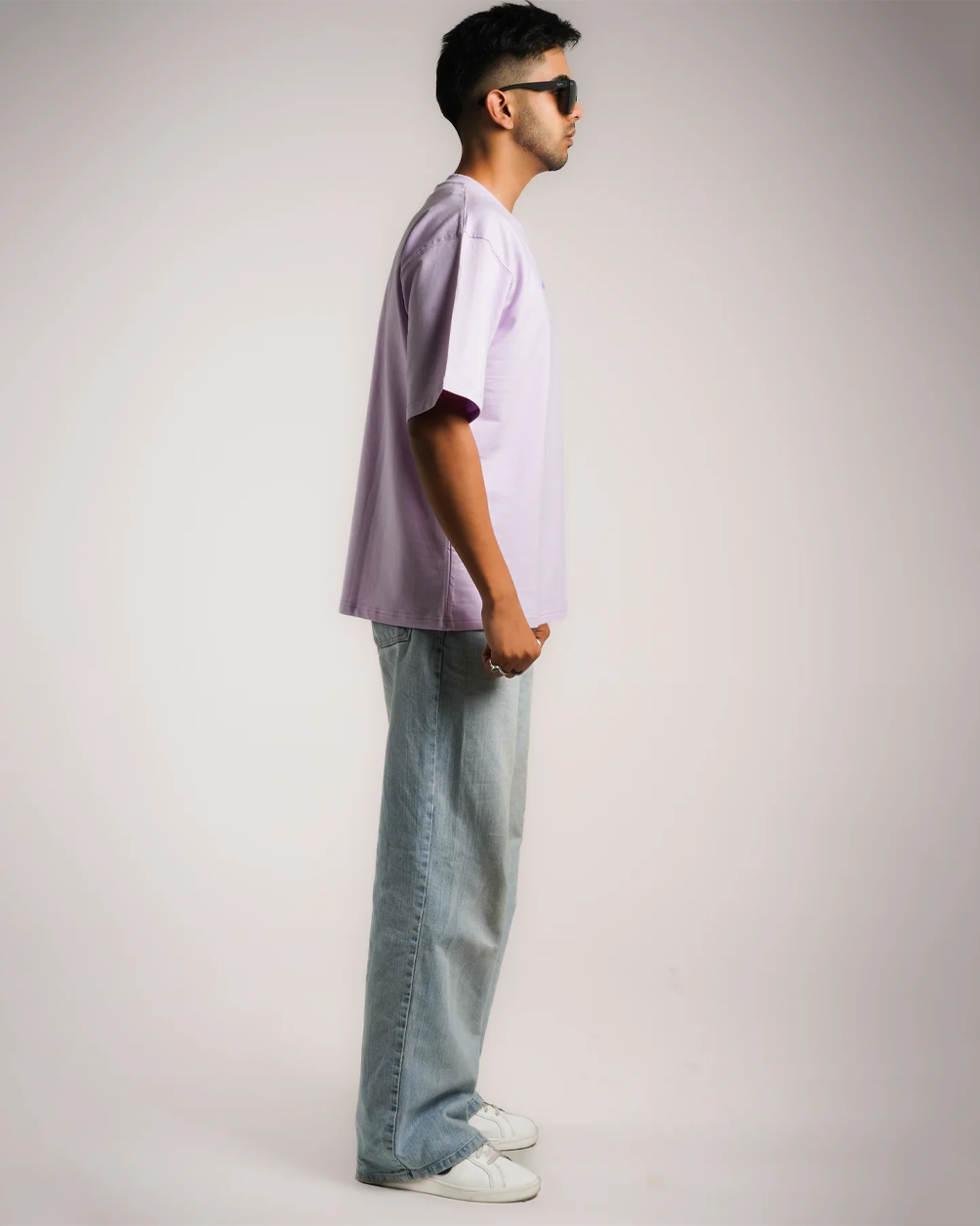 AVVARA Oversized Tee - Electric Lavender (Side View)