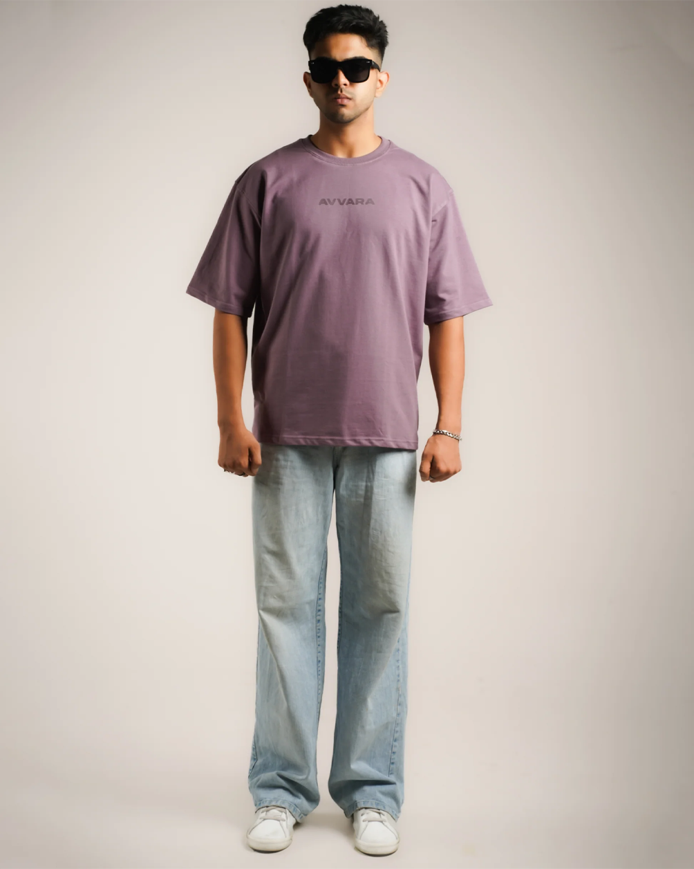AVVARA Oversized Tee - Pearly Purple (Front View)
