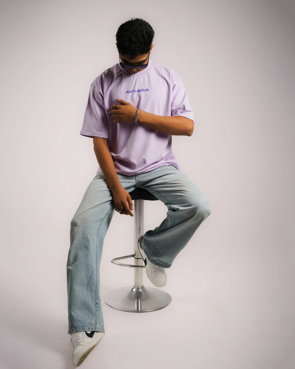 AVVARA Oversized Tee - Electric Lavender (Front View)