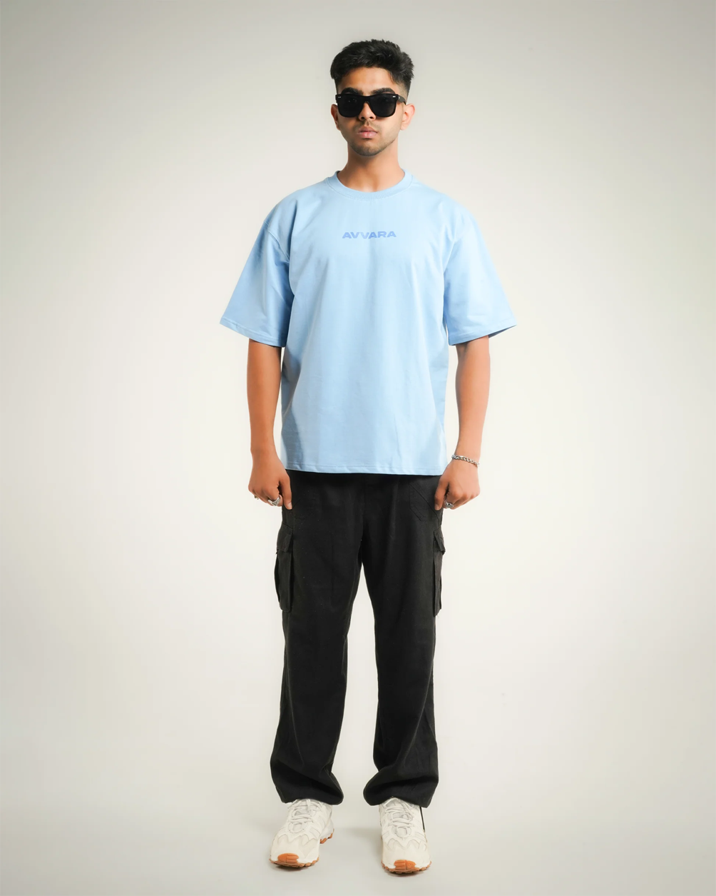 AVVARA Oversized Tee - Nimbus Blue (Front View)