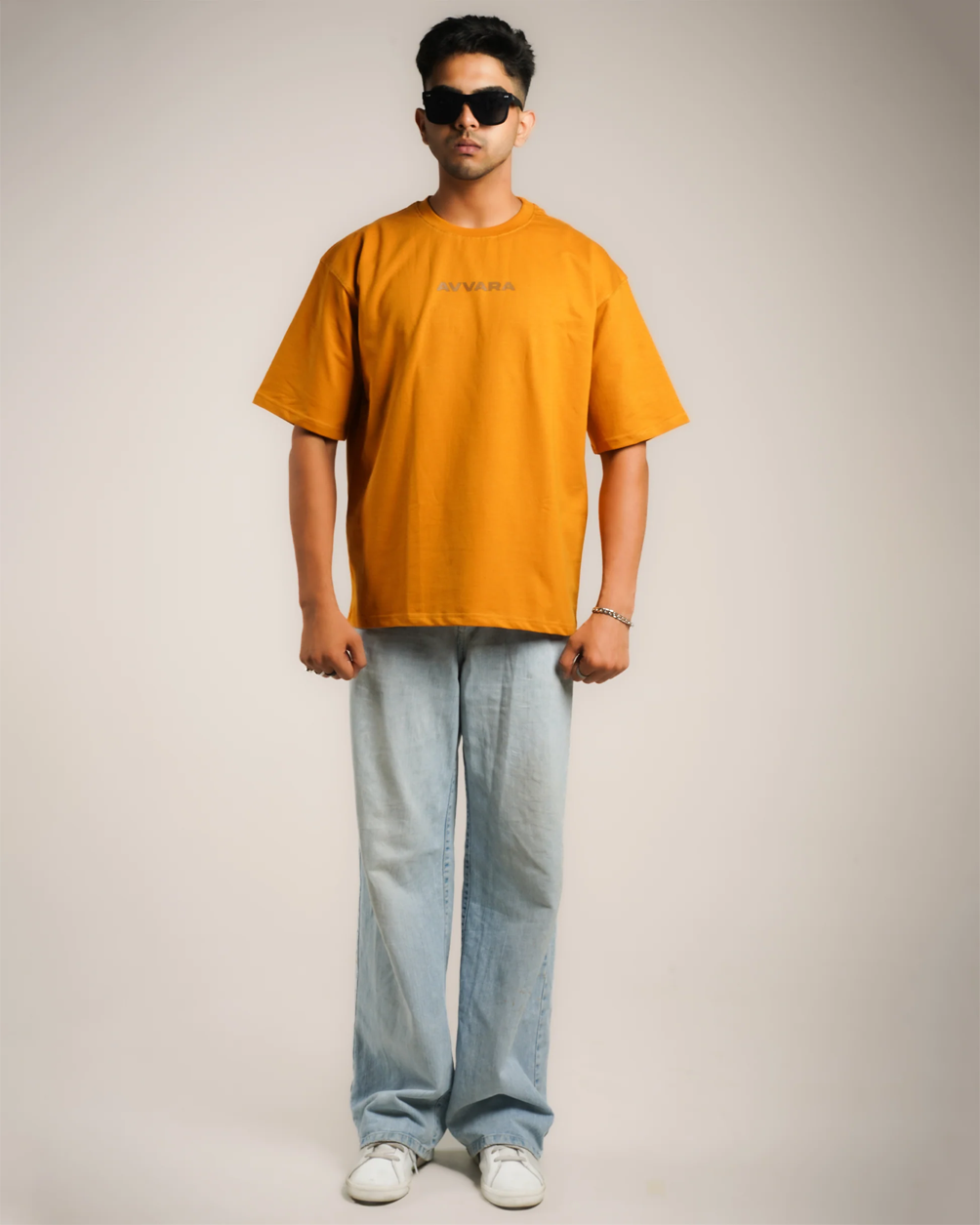 AVVARA Oversized Tee - Amber Orange (Front View)