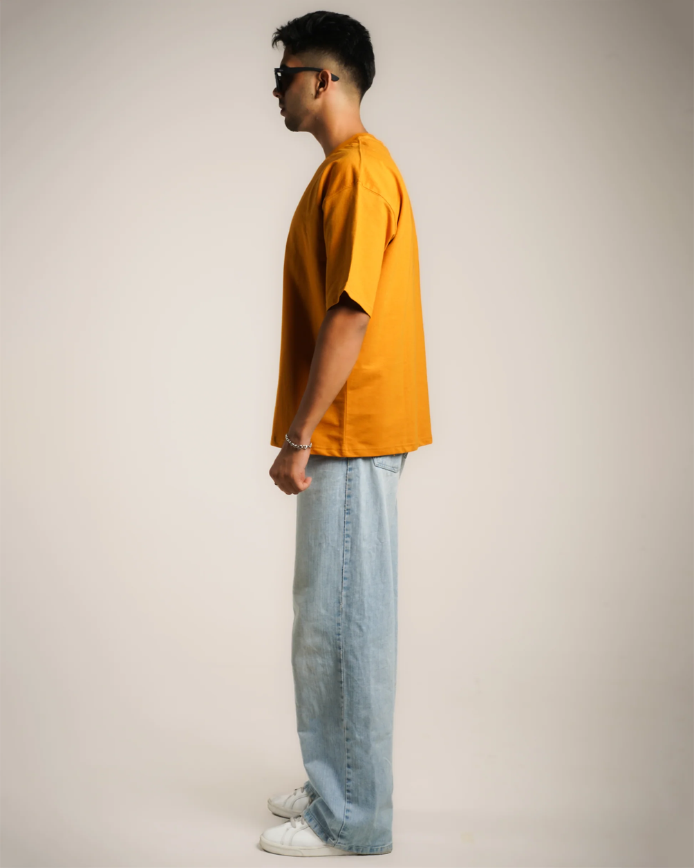 AVVARA Oversized Tee - Amber Orange (Side view)