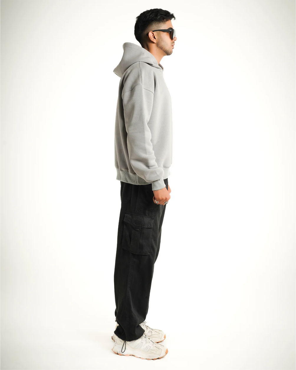 AVVARA Essential Hoodie - Dusk Gray (Side View)