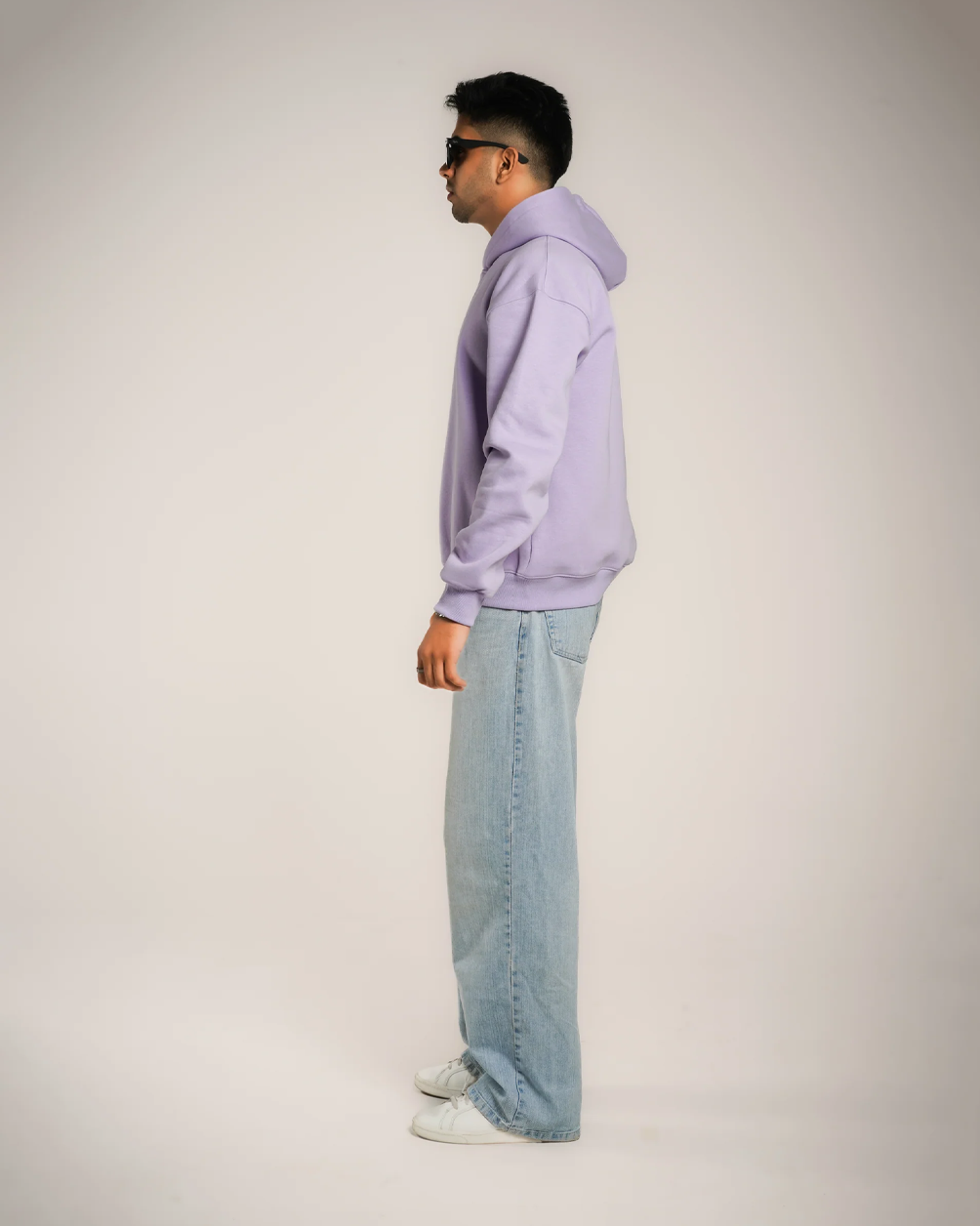 AVVARA Essential Hoodie - Ethereal Lavender (Side View)