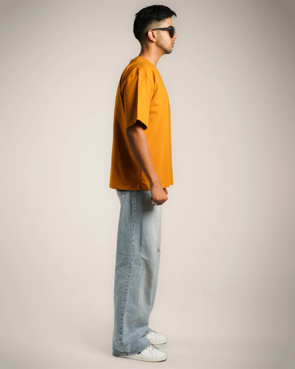 AVVARA Oversized Tee - Amber Orange (Side View)